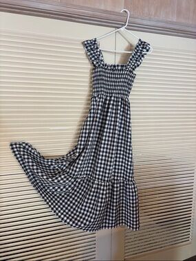 Black & White Gingham Sundress with Ruffled Straps
